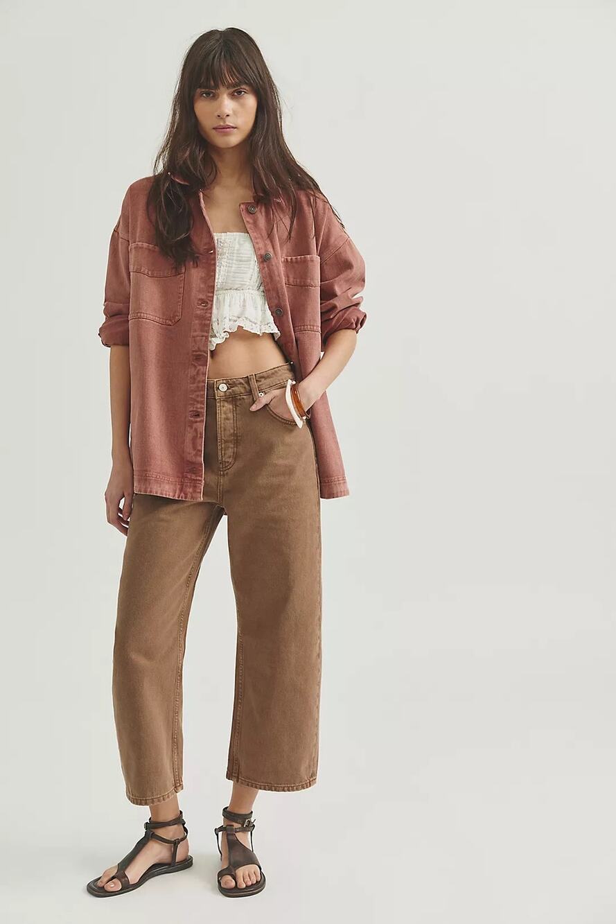 We The Free Chocolate Mousse Deep Trance Dropped Boyfriend Jeans 29 Boho Earthy